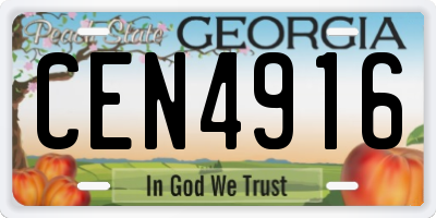 GA license plate CEN4916