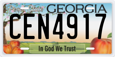 GA license plate CEN4917