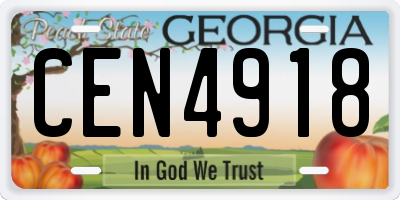 GA license plate CEN4918