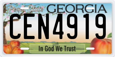 GA license plate CEN4919