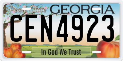 GA license plate CEN4923