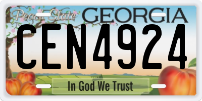 GA license plate CEN4924