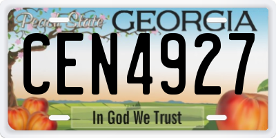 GA license plate CEN4927
