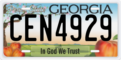 GA license plate CEN4929