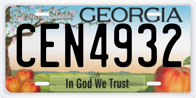 GA license plate CEN4932
