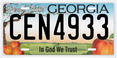 GA license plate CEN4933