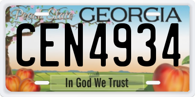 GA license plate CEN4934