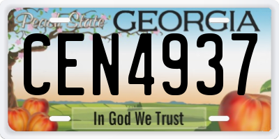 GA license plate CEN4937