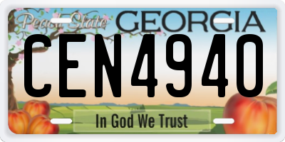 GA license plate CEN4940