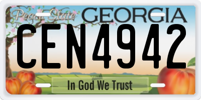 GA license plate CEN4942