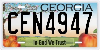GA license plate CEN4947