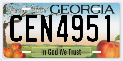 GA license plate CEN4951