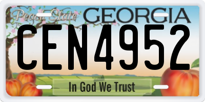 GA license plate CEN4952