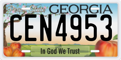 GA license plate CEN4953