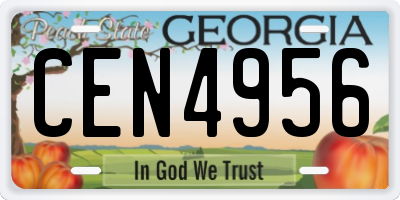 GA license plate CEN4956