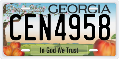 GA license plate CEN4958