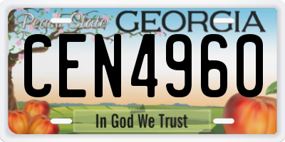 GA license plate CEN4960