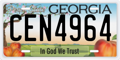 GA license plate CEN4964