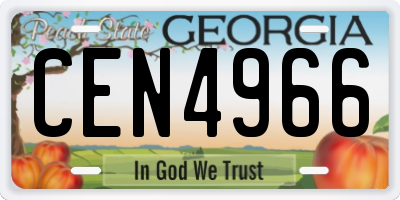 GA license plate CEN4966