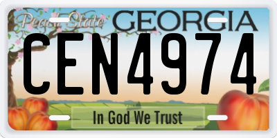 GA license plate CEN4974