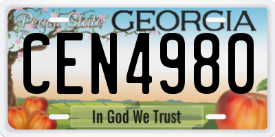 GA license plate CEN4980