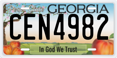 GA license plate CEN4982