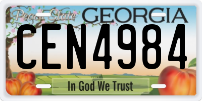 GA license plate CEN4984