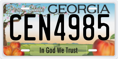 GA license plate CEN4985