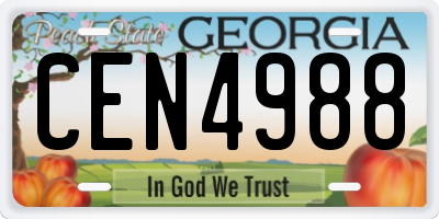 GA license plate CEN4988