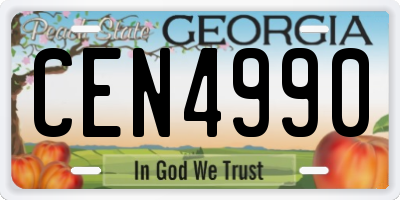 GA license plate CEN4990