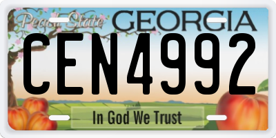 GA license plate CEN4992