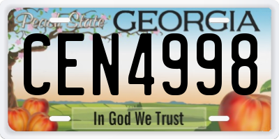 GA license plate CEN4998