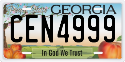 GA license plate CEN4999
