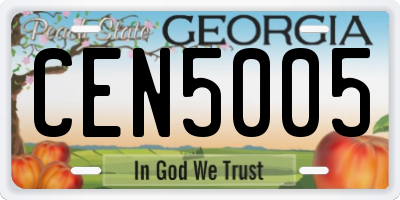 GA license plate CEN5005