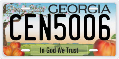GA license plate CEN5006