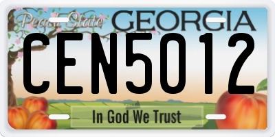 GA license plate CEN5012