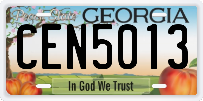 GA license plate CEN5013
