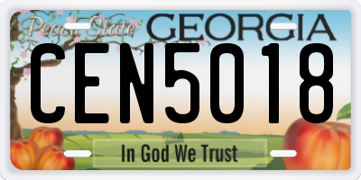 GA license plate CEN5018