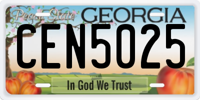 GA license plate CEN5025