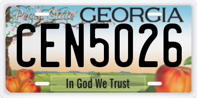 GA license plate CEN5026