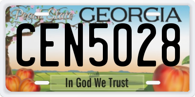 GA license plate CEN5028
