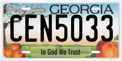 GA license plate CEN5033