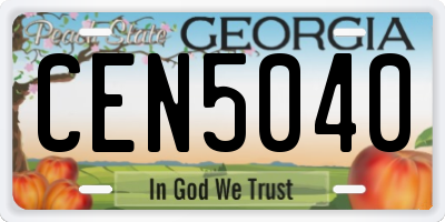 GA license plate CEN5040