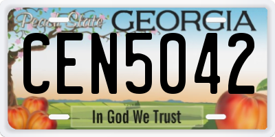 GA license plate CEN5042