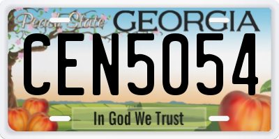 GA license plate CEN5054