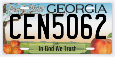 GA license plate CEN5062