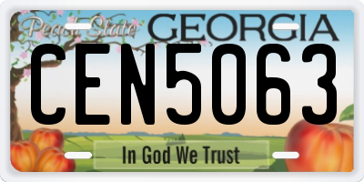 GA license plate CEN5063