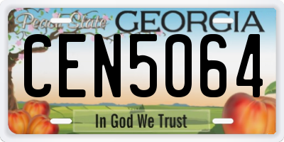 GA license plate CEN5064