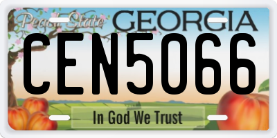 GA license plate CEN5066
