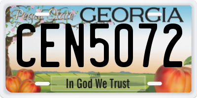 GA license plate CEN5072